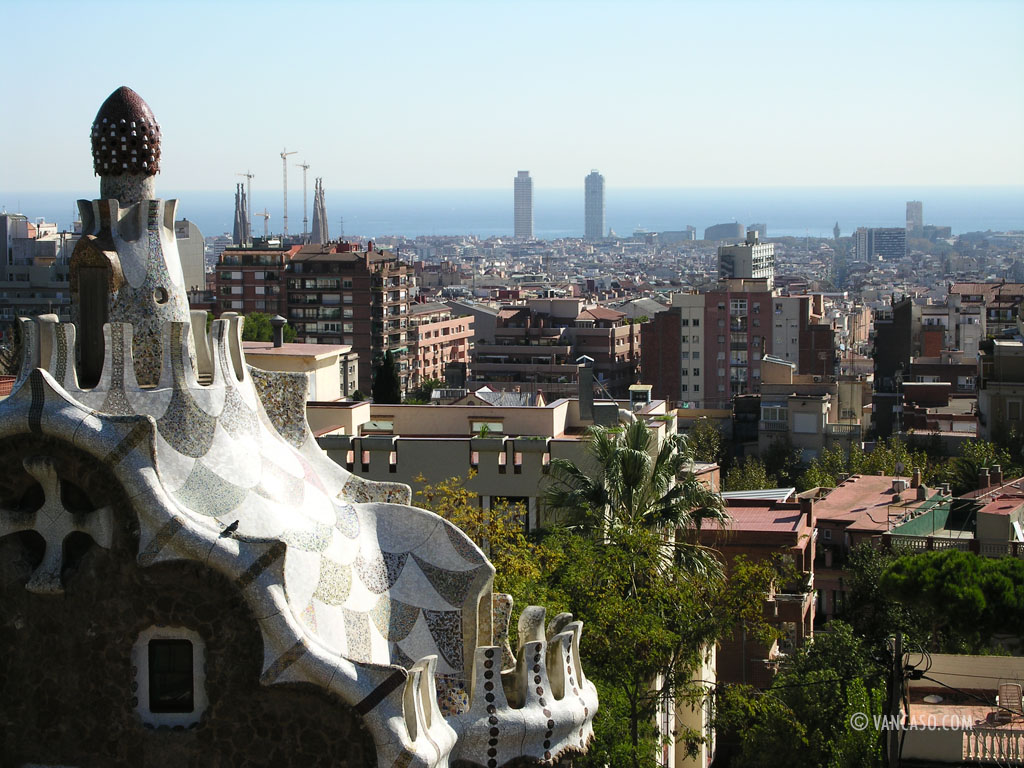 View of Barcelona from Park Guell by Architect Antonio Gaudi