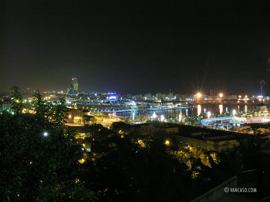 View of Barcelona at night