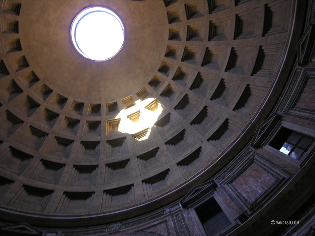 The oculus of the Pantheon in Rome, Italy